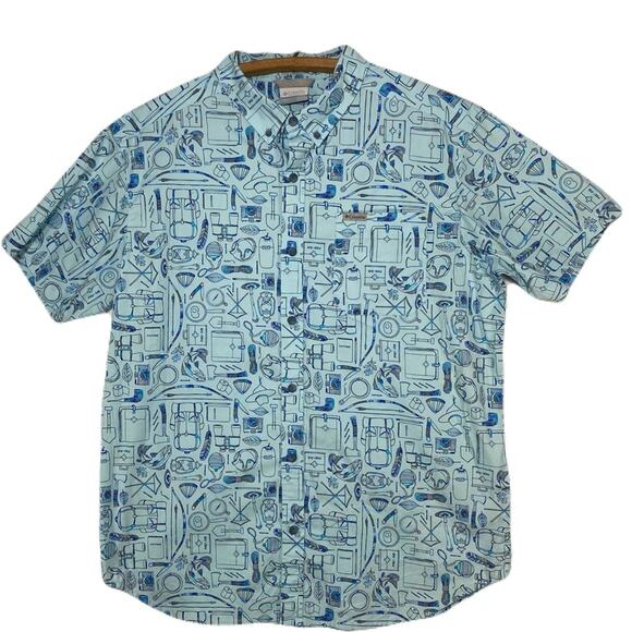 Columbia ”Rapid Rivers” Printed Short Sleeve Shirt Men’s Size L - Picture 1 of 9